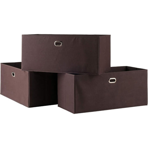 Oakestry Torino 4-Piece Storage Shelf Set with Black Fabric Baskets – Espresso & Chocolate Finish Organizer for Living Room, Bedroom, Office & Closet