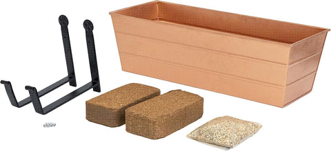 Oakestry Garden Growing Kit Medium Copper Planter with Wall Brackets Self Watering Vertical Garden Box Strong Outdoor Mount Durable Weather Resistant