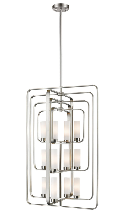 Oakestry 8-Light Chandelier Polished Nickel Geometric Cage Pendant Modern Industrial Conical Design Ceiling Light for Dining Room Foyer
