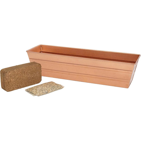 Oakestry Garden Growing Kit Small Copper Planter Self Watering Outdoor Herb Flower Box for Balcony Patio Deck Gardening Rust Resistant Stylish Finish Decorative Use