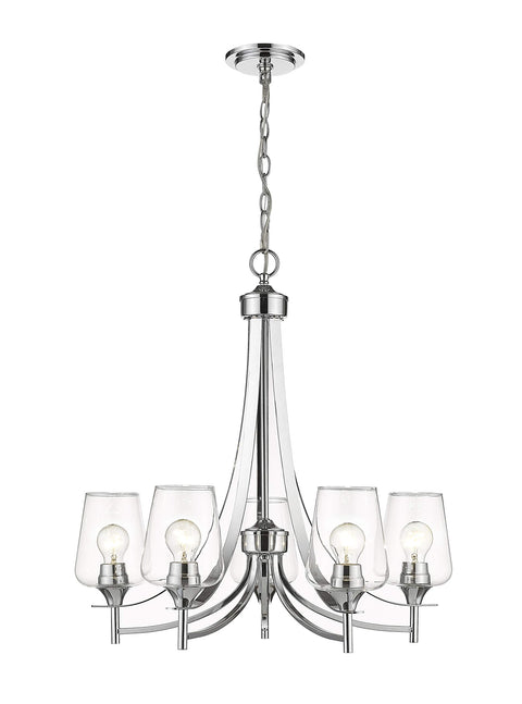 Oakestry 5 Light Chandelier Chrome Steel Clear Modern, Deco, Sleek, Shabby Chic, Art Deco, Transitional Ceiling Lighting Fixture for Dining Room Foyer Great Room Hallway Kitchen Modern Home Décor