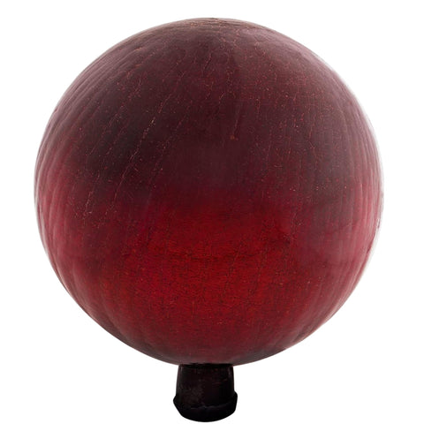 Oakestry 12" Crackle Glass Gazing Globe – Red, Hand-Blown Mirrored Garden Ball for Yard, Patio & Outdoor Décor