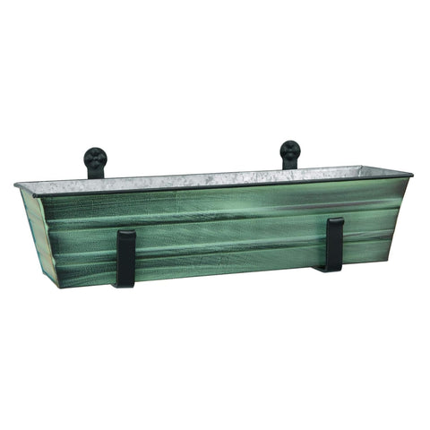 Oakestry Small Green Flower Planter with Wall Brackets Outdoor Mount Container for Windowsills Patios Balconies Decorative Garden Display for Blooms Herbs Greenery Home Accent