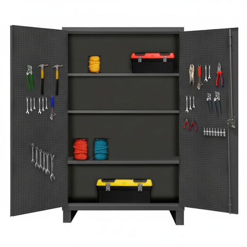 Oakestry Industrial Steel Organization Cabinet Rugged Reliable Extra Heavy Duty recessed Door System pegboard Locking Hardware Workshop Garage Warehouse
