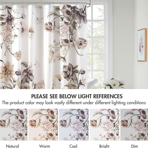 Cotton Floral Shower Curtain Bath Fabric Shabby Chic Curtain Set