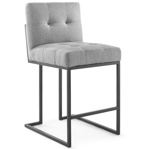 Oakestry Premium Privy Black Stainless Steel Upholstered Fabric Counter Stool Suitable for Elegant Home Styling Decorative Display Arrangements and Refined Placement Throughout Living Areas