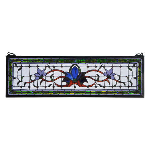 Oakestry 33 Inch Fairytale Transom Stained Glass Window Panel Decorative Art Glass Wall Hanging Suncatcher Vintage Inspired Accent for Living Room Entryway Bedroom Home Decor