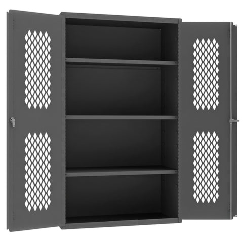 Oakestry Heavy Duty Cabinet 36 x 18 x 60 in 14 Gauge Steel 3 Adjustable Shelves Ventilated Doors Lockable Chrome Handle Gray Storage Cabinet