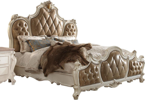 Oakestry Picardy Queen Bed, PU &amp; Antique Pearl (1Set/3Ctn) Vintage/Traditional/PU &amp; Antique Pearl/