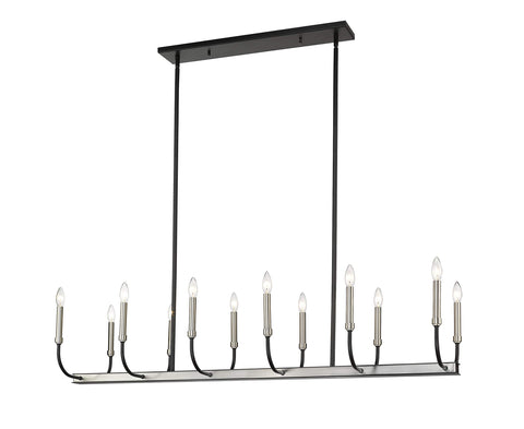 Oakestry 12 Light Linear Chandelier Modern Pendant Chandelier Lighting Fixture Polished Finish Elegant Ceiling Light for Kitchen Island Dining Room Adjustable Hanging Lamp