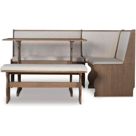 Oakestry Modular Pine Corner Dining Nook Set with Table, Bench & Custom Cushion Compatibility, Reversible Left/Right Configuration, Durable Construction, 66.15" Wide Space-Saving Kitchen Seating