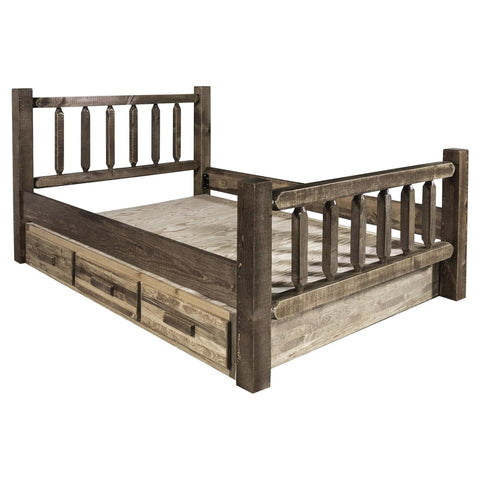 Homestead Collection King Bed w/ Storage, Stain & Lacquer Finish