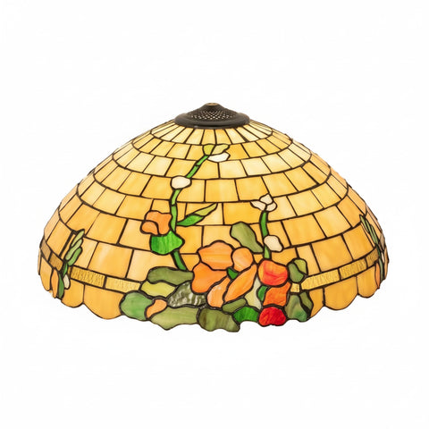 Oakestry 20 Wide Duffner Kimberly Hollyhock Shade Tiffany Style Lighting Fixture Stained Glass Decorative Indoor Lamp Vintage Classic Home Lighting Living Room Bedroom Office Decor