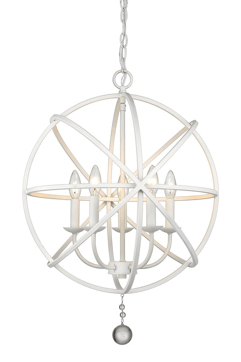 Oakestry 5 Light Chandelier Matte White Steel Contemporary Transitional Ceiling Lighting Fixture for Dining Room Foyer Great Room Hallway Kitchen Modern Home Decor Hanging Light