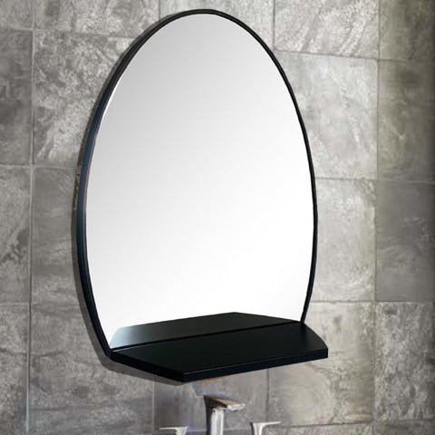 Oakestry Oval Metal Frame Mirror with Shelf Wall Mounted Decorative Vanity Mirror Modern Minimalist Design for Bathroom Bedroom Living Room Durable Rust Resistant Storage Shelf Easy Installation