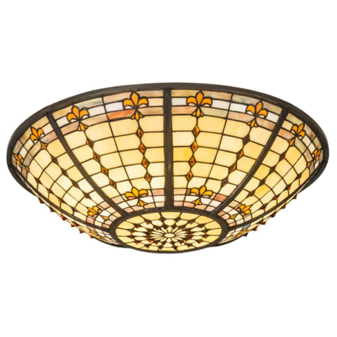 Oakestry Tiffany 81544 TiffanyMica Shade from FleurDeLite Collection in Beige Ha GreenBlue Bai Amber Finish 2400 inches Tiffany Style Lighting Fixture Stained Glass Decorativ