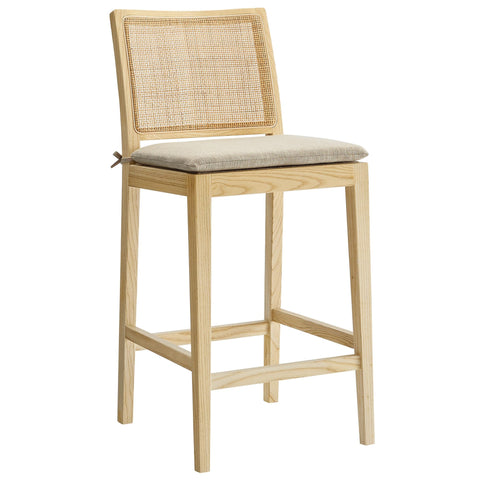 Oakestry Premium Ovard Wood and Rattan Counter Stool Enhancing Modern Spaces with Decorative Character Functional Versatility and Sophisticated Everyday Interior Appeal