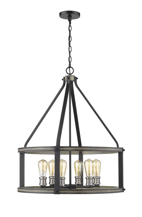 Oakestry 6 Light Chandelier Ashen Barnboard Steel Restoration Ceiling Lighting Fixture for Bedroom Dining Room Dinette Foyer Hallway Kids Room Kitchen Kitchenette Living Room Office Modern Home Décor