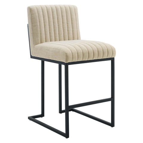 Oakestry Premium Indulge Channel Tufted Fabric Counter Stool Blending Decorative Functionality Timeless Styling and Premium Presentation for Contemporary and Transitional Interiors