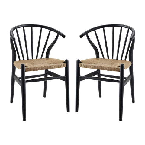 Oakestry Flourish Spindle Wood Dining Side Chair Set of 2 Contemporary Accent Seating Modern Decorative Chairs for Dining Room Kitchen Living Space Furniture