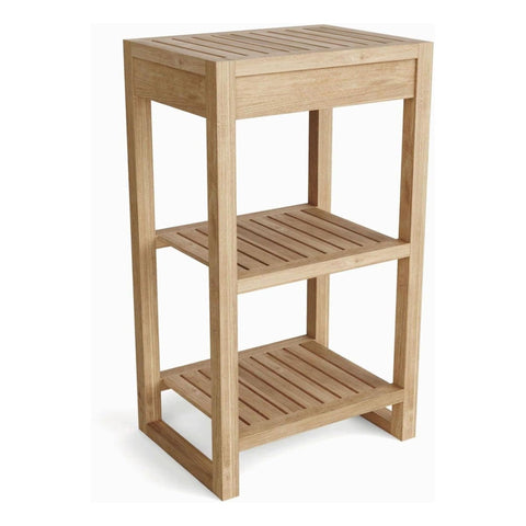 Oakestry Spa Patio Lawn Garden 2-Shelves Table Solid Wood Outdoor Side Table with Dual Storage Shelves, Weather-Resistant Accent Table for Patio, Garden, Balcony, Deck & Poolside
