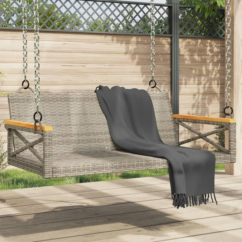 Oakestry Swing Bench Gray 42 9 in x24 4 x15 7 Poly Rattan Outdoor Patio Garden Seating Furniture Weather Resistant Durable Heavy Duty Modern Backyard Porch Deck Lawn
