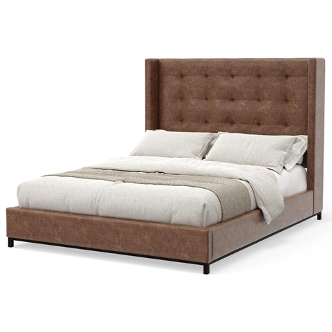 Alpine Furniture Mundo Upholstered California King Platform Bed Brown