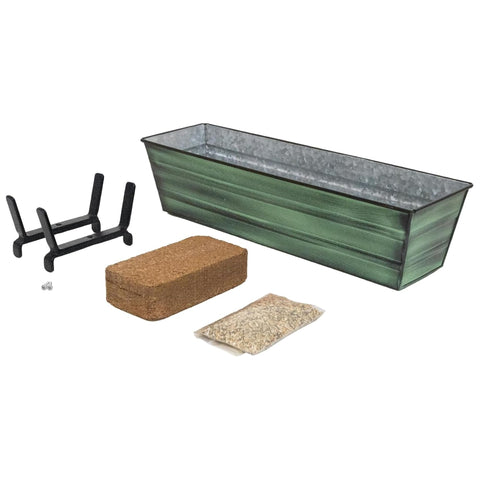 Oakestry Garden Growing Kit Small Green Planter with 2x6 Railing Brackets Self Watering Balcony Garden Box Strong Rail Fit Stable Durable Outdoor Design