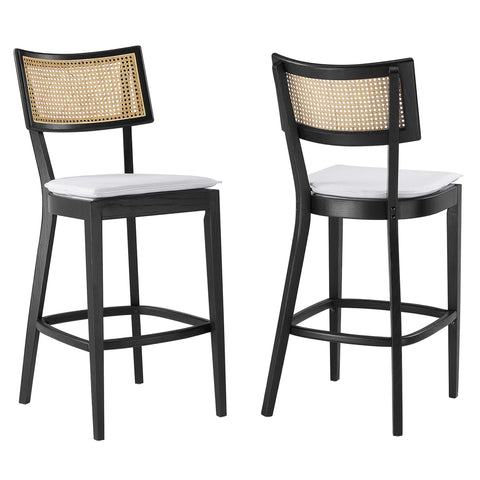 Oakestry Premium Caledonia Wood Bar Stools - Set of 2 Offering Decorative Balance Sophisticated Visual Appeal and Versatile Functionality Across Curated Interior Spaces