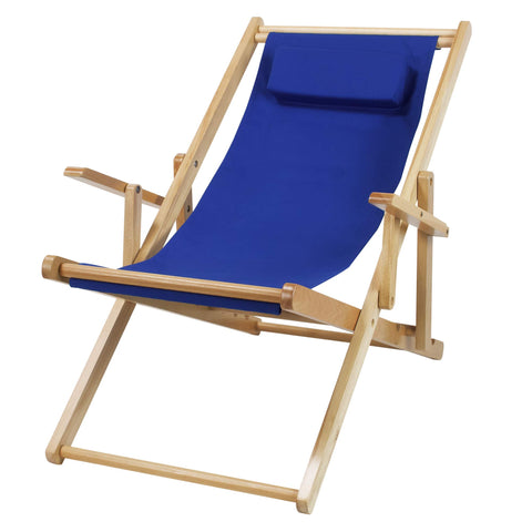 Sling Chair Natural Frame-Royal Blue Canvas