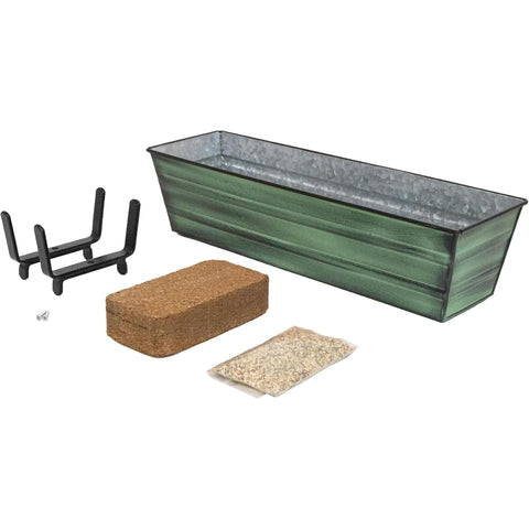Oakestry Garden Growing Kit Small Green Planter with 2x4 Railing Brackets Self Watering Balcony Garden Box Durable Secure Mount Weather Resistant Outdoor Use