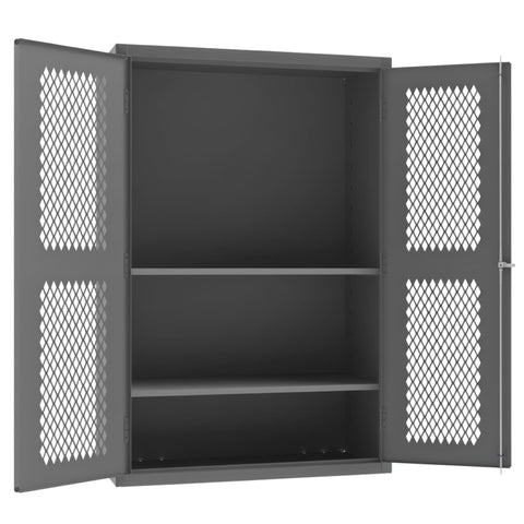 Oakestry Heavy Duty Cabinet 48 x 24 x 72 in 14 Gauge Steel 2 Adjustable Shelves Ventilated Doors Lockable Chrome Handle Gray Storage Cabinet