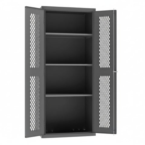 Oakestry Heavy Duty Cabinet 36 x 24 x 84 in 14 Gauge Steel 3 Adjustable Shelves Ventilated Doors Lockable Chrome Handle Gray Storage Cabinet