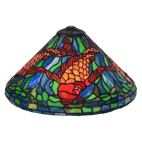 Oakestry Tiffany Lighting 21128 Koi Shade Lamp Multicolored Tiffany Style Lighting Fixture Stained Glass Decorative Indoor Lamp Vintage Classic Home Lighting Living Room Bedr