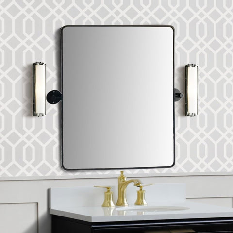 Oakestry Rectangular Metal Frame Pivot Mirror Wall Mounted Adjustable Tilt Vanity Mirror Modern Industrial Design for Bathroom Bedroom Living Room Durable Rust Resistant