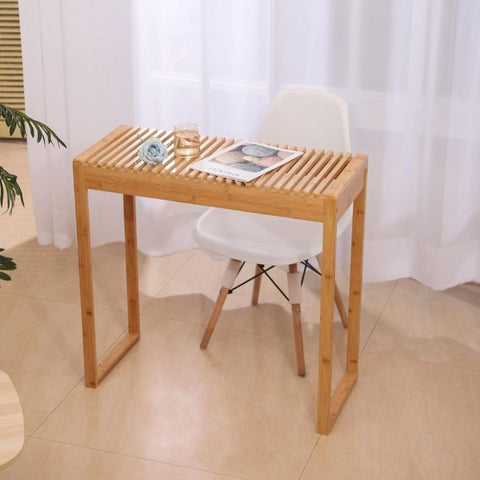 Oakestry Long Bamboo Console Table for Entryway Hallway and Living Room Slim Modern Sofa Table with Open Storage for Small Spaces Minimalist Wooden Accent Table for Home and Office, Natural