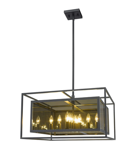 Oakestry 9-Light Chandelier Brushed Nickel Steel Clear Glass Pendant for Dining Room Foyer Great Room Hallway Mid-Century Modern Candelabra