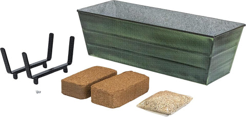 Oakestry Garden Growing Kit Medium Green Planter with 2x6 Railing Brackets Self Watering Balcony Garden Box Durable Outdoor Mount Weather Resistant Design