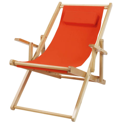 Sling Chair Natural Frame-Orange Canvas