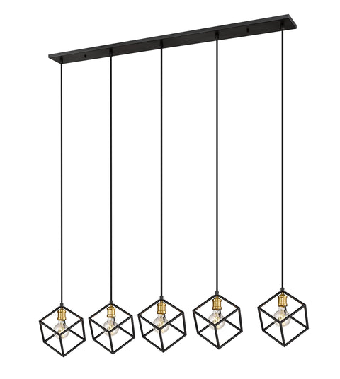 Oakestry Forest 2-Light LED Linear Chandelier – Pearl Black Steel, Energy-Efficient, Modern Design, Sleek Architectural Pendant Lighting