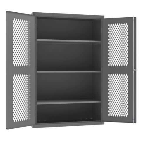 Oakestry Steel Cabinet 60 x 24 x 84 in 16 Gauge 4 Adjustable Shelves Flush Doors Lockable Chrome Handle Gray Storage Cabinet