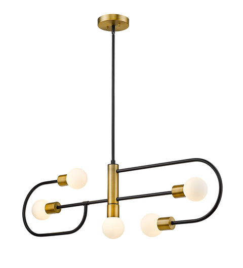 Oakestry Stanwood 4-Light Linear Chandelier – Bronze Steel Frame, Water Droplet Glass Shades, Medium Bulbs, Contemporary & Transitional Design