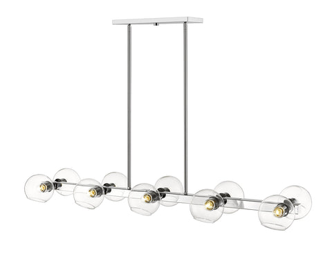 Oakestry Kirkland 9-Light Linear Chandelier – Rustic Mahogany Steel Frame, Medium Pendant, Farmhouse Restoration Design for Dining Room & Kitchen