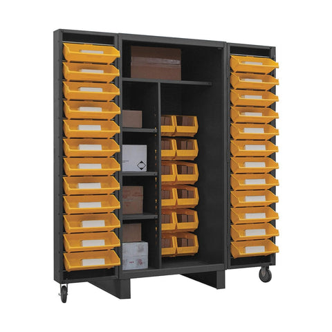 Oakestry Heavy Duty Cabinet 14 Gauge 176 Bins 4 Inch Deep Box Doors with Louvered Panel Lockable Chrome Handle with Keys Durable & Heavy Duty