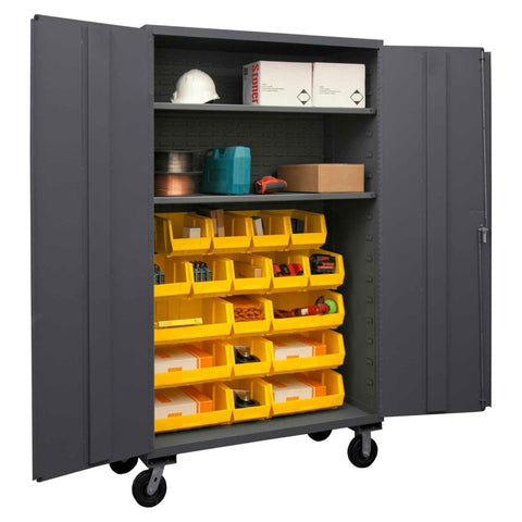 Oakestry Industrial Metal Storage Cupboard Durable Professional Mobile Flush Door bin Rolling Secure Closure Service Bay Utility