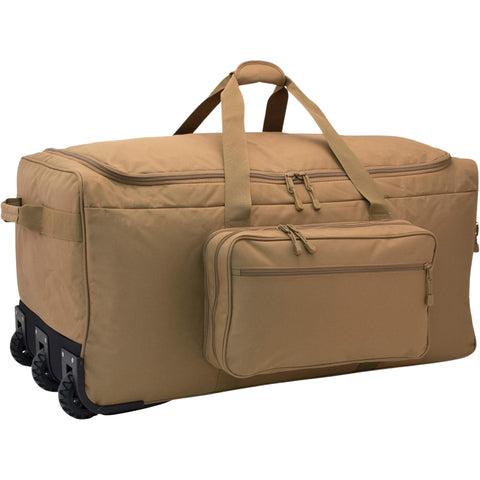 Oakestry Monster Deployment Bag, Coyote – Large Rolling Tactical Gear Bag with 36" Compartment, Divider & Tractor Wheels