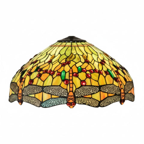 Oakestry Tiffany Hanginghead Dragonfly Collection Decorative Lighting Shade Bronze Finish Intricate Stained Glass Inspired Design Vintage Artistic Ambient Lighting Accent for Home Décor