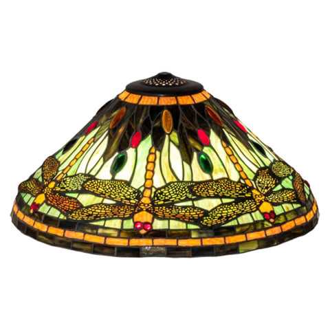 Oakestry Tiffany Dragonfly Collection Decorative Lighting Shade Bronze Finish Intricate Stained Glass Inspired Design Elegant Vintage Style Ambient Lighting Accent for Home Décor