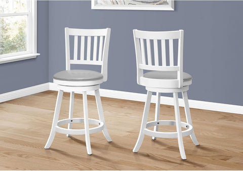 BARSTOOL - 2PCS / 39 inches H / WHITE / SWIVEL COUNTER HEIGHT