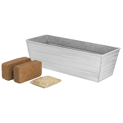 Oakestry Garden Growing Kit Medium White Planter Self Watering Outdoor Herb Flower Box for Patio Deck Garden Modern Minimal Decorative Outdoor Styling